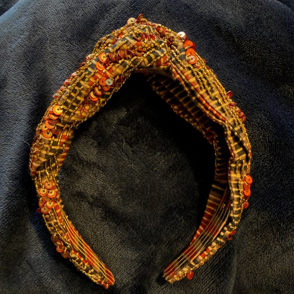 New Deepa Gurnani Sequin Embellished Headband - Anthropologie Gold, Brown, Red